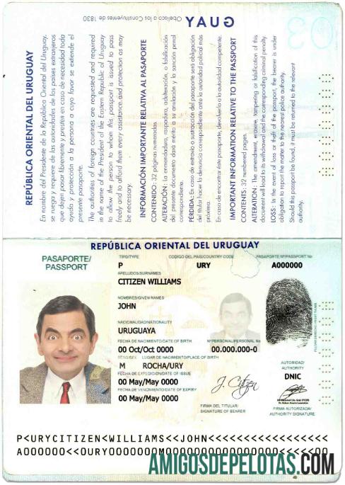 Passaporte Uruguai amostra